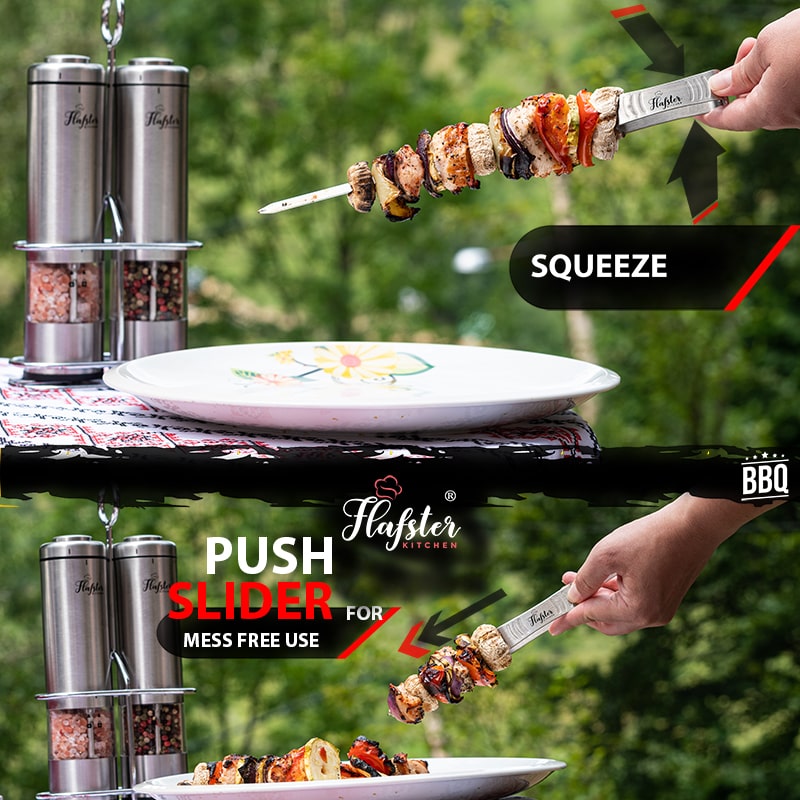 Kebob Skewers BBQ Skewers- Flat Stainless Steel Skewers for